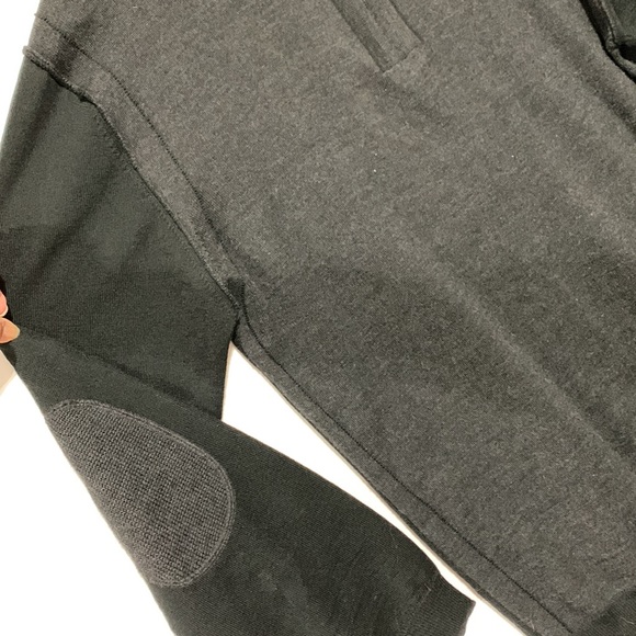 CODICE quarter zip merino wool blend sweater gray front bodice black back men’s - Picture 4 of 12